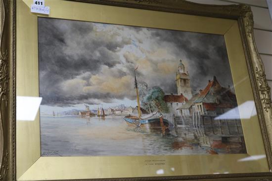 Louis Van Straten, pair of watercolours, Near Rotterdam, and Haarlem, signed, 15.5 x 23.5in.